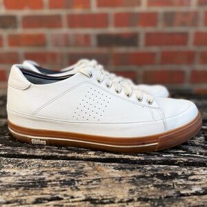 FitFlop Supertone Men’s White Leather Low Top Sz 10 Sneakers with Tan/GumSole M7